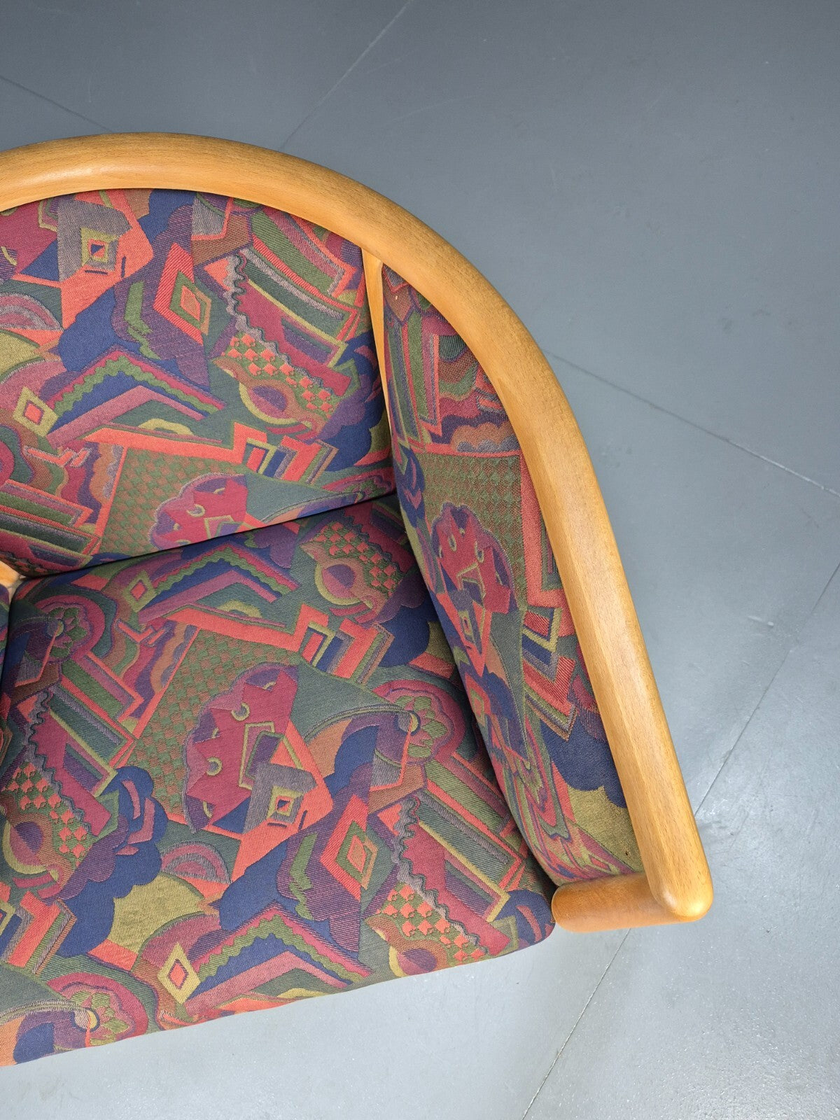 Vintage Danish Tub Chair 1980s Upholstery Beech Frame Retro MCM EB9289 MNOR - UKDK FURNITURE