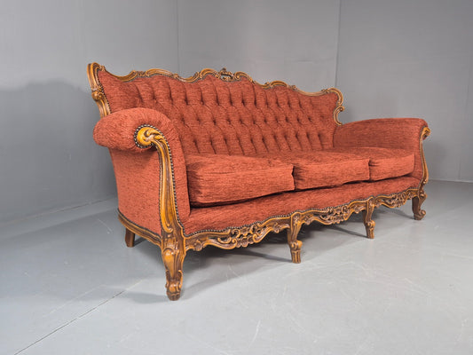Vintage French Rococo Style Sofa 1970s Reproduction Quality EB11661 V3SS1