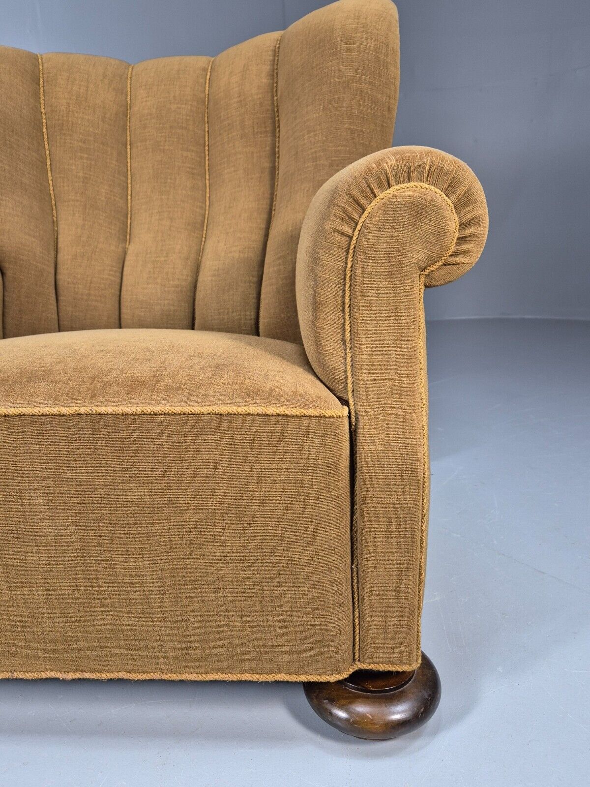 EB8932 Vintage Danish Lounge Chair Gold Velour Shell Back Deco 1930s EB8932 VCLO - UKDK FURNITURE