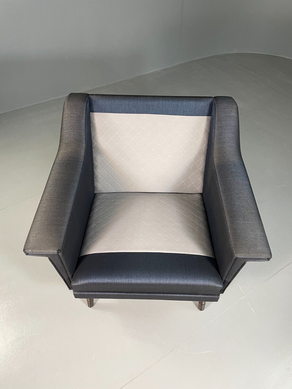 Vintage Danish Lounge Chair Blue Cotton Op Art Cushions Retro MCM EB6538 MNOR - UKDK FURNITURE