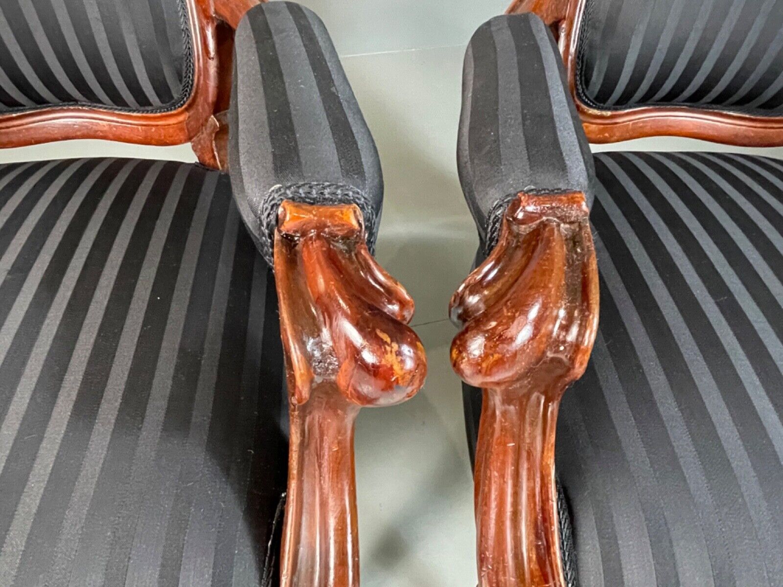 EB4818 Two Danish Balloon back Mahogany Framed Chairs, Antique, Vintage VCAR - UKDK FURNITURE
