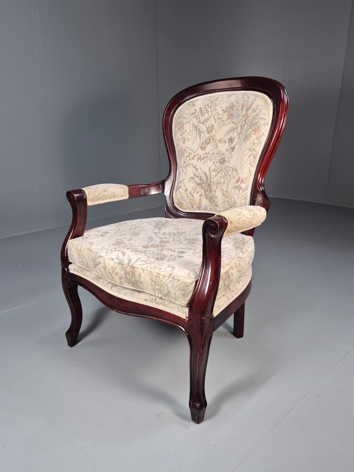 Vintrage Danish Lounge Chair Floral Cotton Antique French Style EB8927 VCLO - UKDK FURNITURE