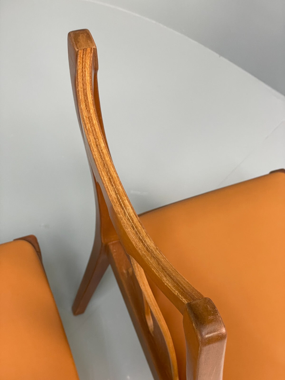Vintage Nathan Tan Dining Chairs Set Of 4 Vinyl Mahogany 1970s EB9727 MDIN - UKDK FURNITURE