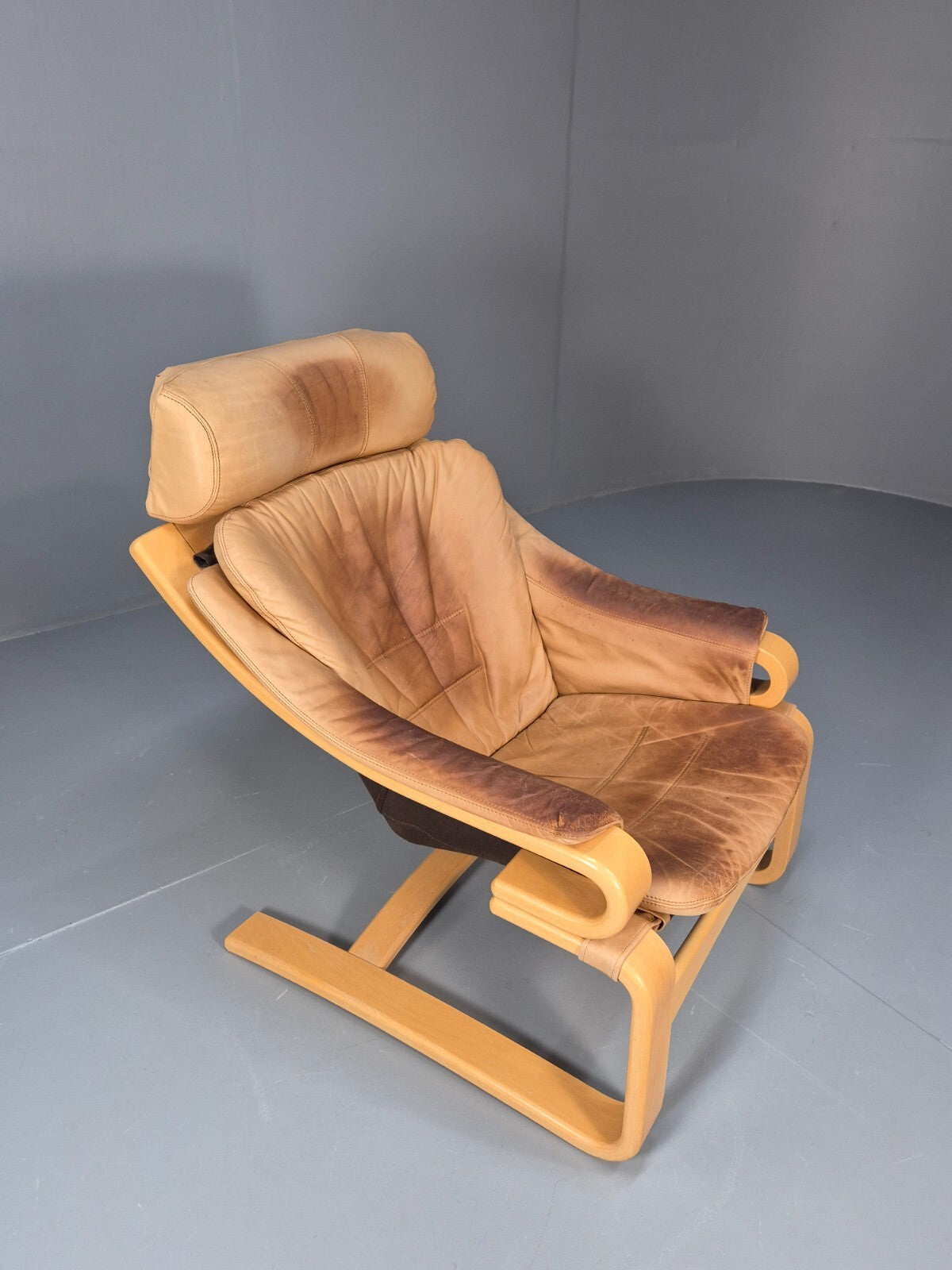 Vintage Danish Skippers Bentwood and Leather Apollo Lounge Chair EB9245 MBEN - UKDK FURNITURE