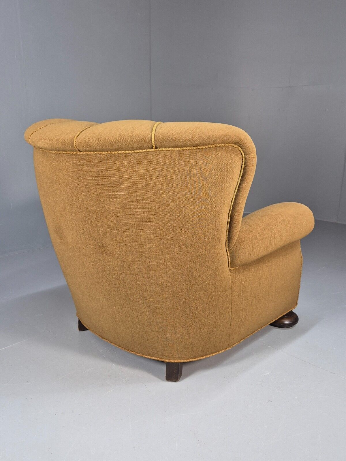 EB8932 Vintage Danish Lounge Chair Gold Velour Shell Back Deco 1930s EB8932 VCLO - UKDK FURNITURE