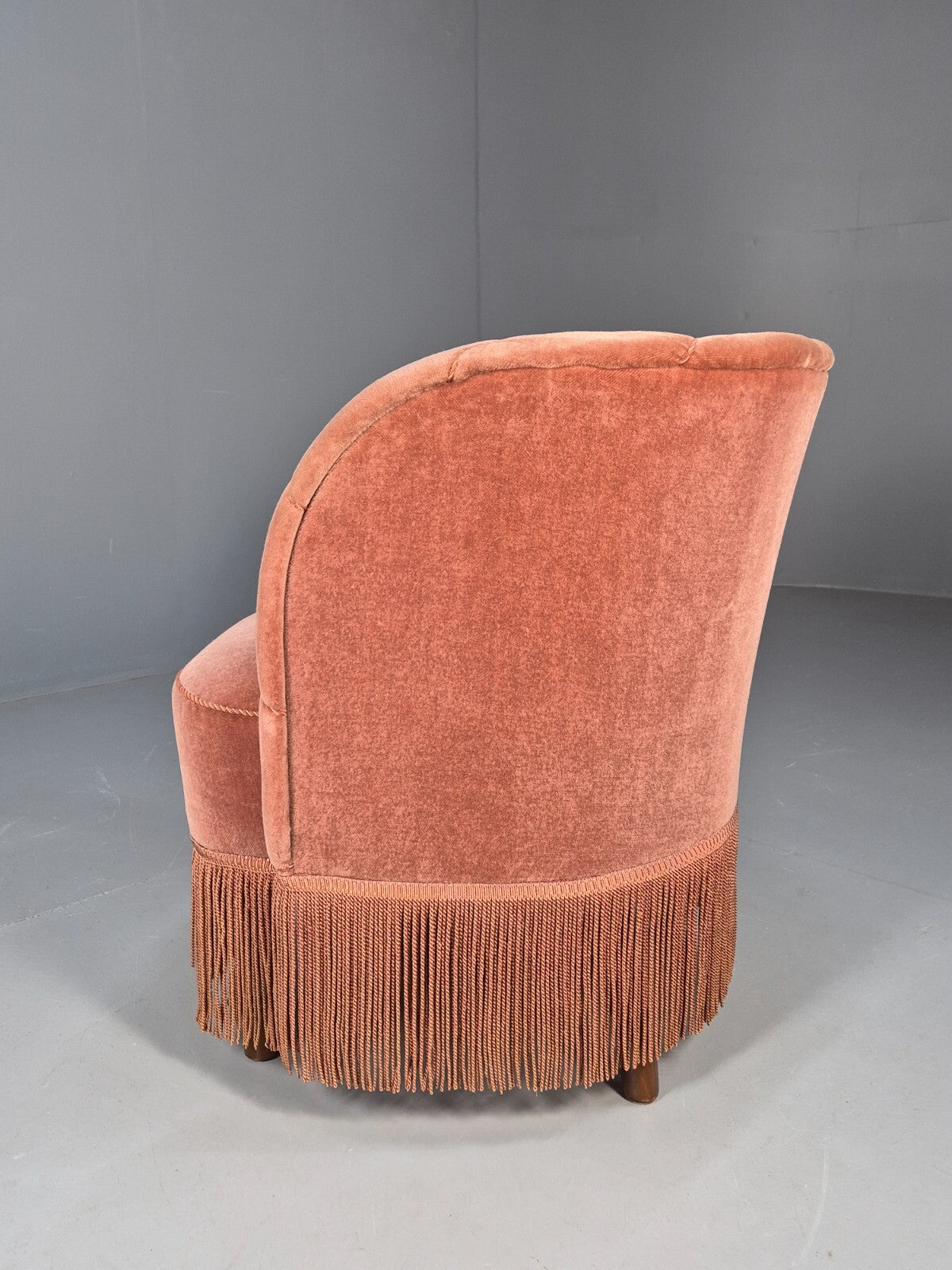 Vintage Pink Art Deco Tub Chair Danish 1930s Tassels EB9619 VCLO - UKDK FURNITURE