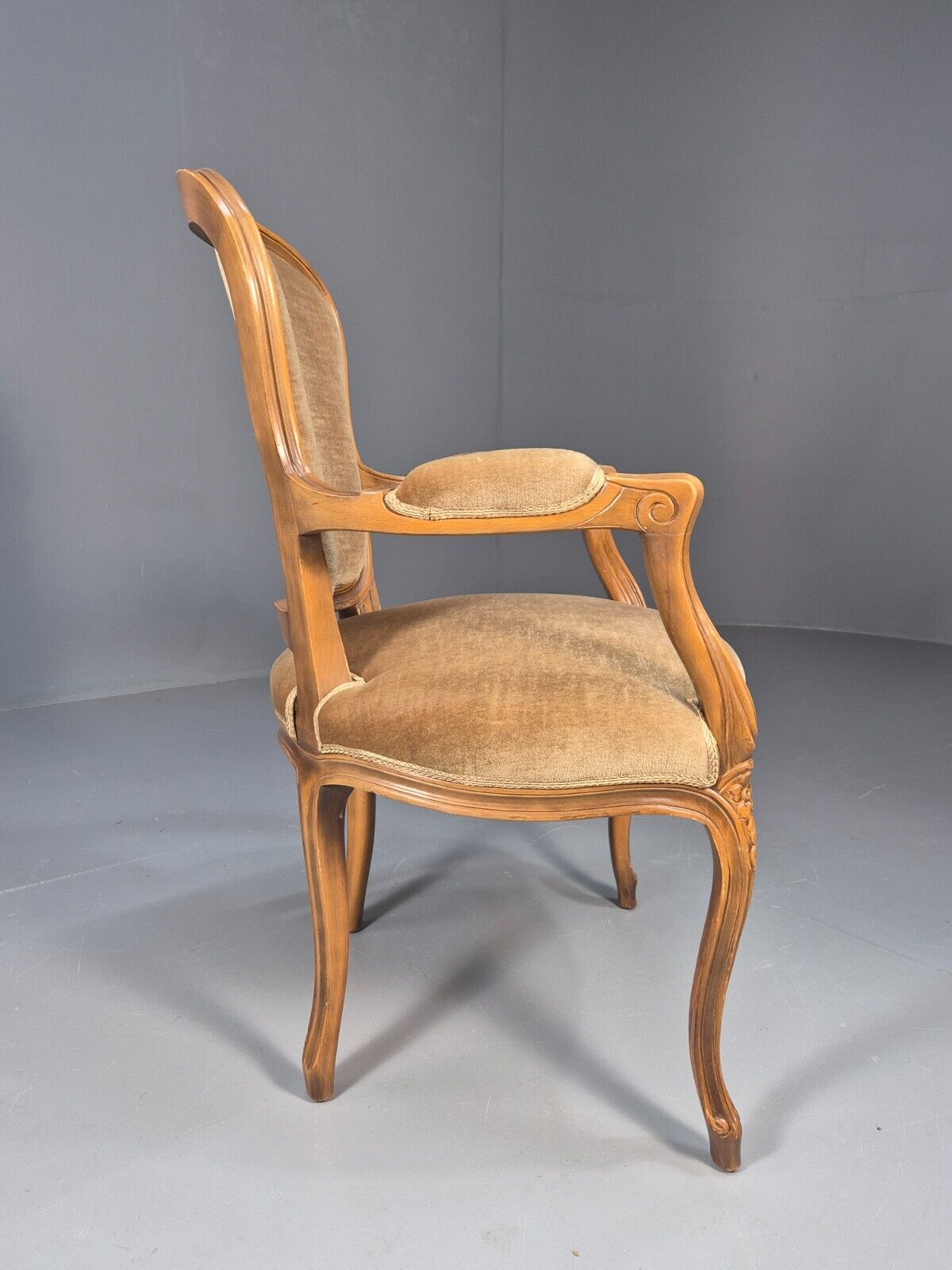 Vintage Danish Lounge Chair Gold Velour Antique French Style EB8993 VCLO - UKDK FURNITURE