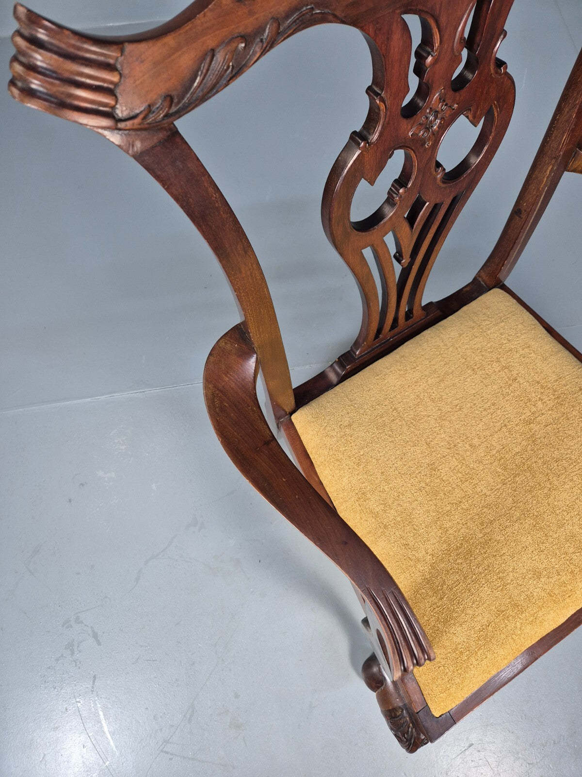 4 Antique Chippendale Revival Mahogany Dining Chairs 1900s EB9480 VDIN - UKDK FURNITURE