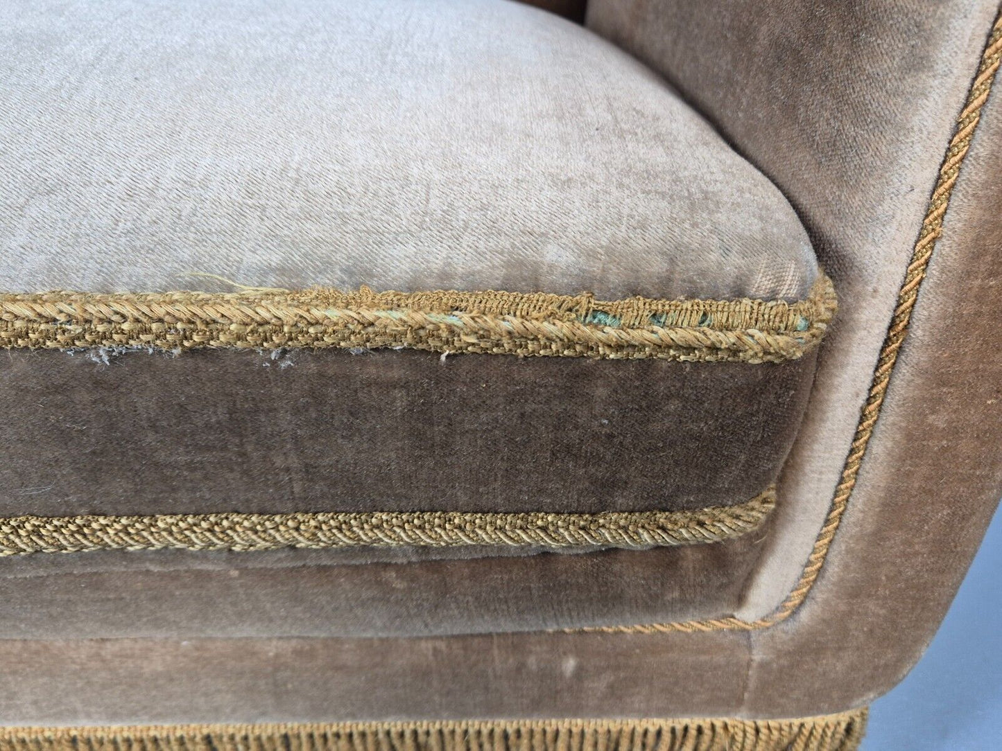 Vintage Danish Lounge Chair Gold Velour Tassels 1960s Retro MCM EB8947 VCLO - UKDK FURNITURE