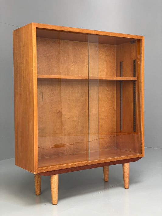 Vintage Teak Glazed Bookcase By Criterion 1960s Mid Century EB9818 MWOO - UKDK FURNITURE