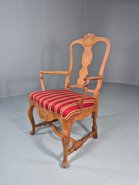 Antique Rococo Revival Oak Chair Danish 1880 Splat Back Shell Motif EB10887 VDIN1