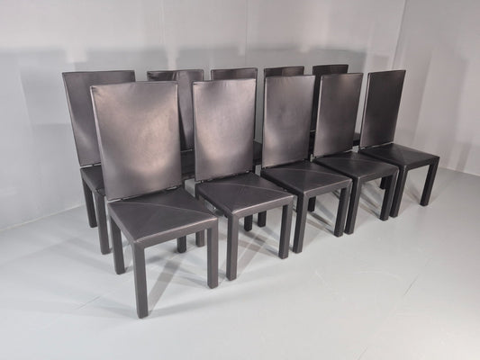 10 B&B Italia Chairs Black Leather Paolo Piva Arcalla Arcadia Range EB11470 MDIN1