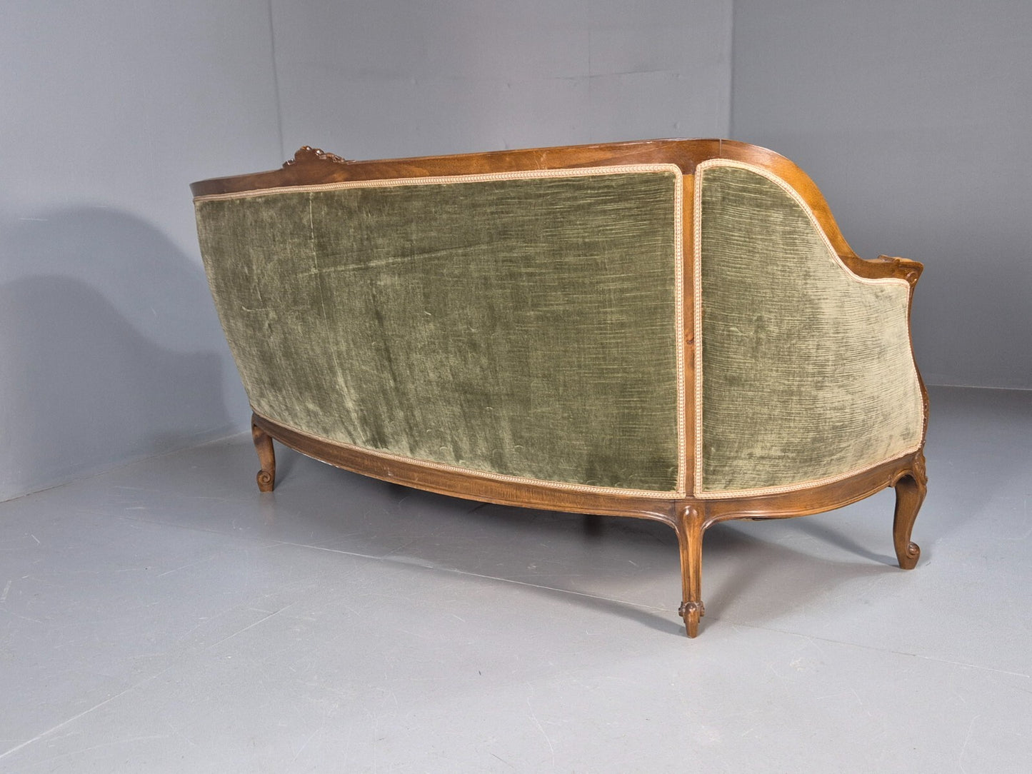 Vintage Danish Rococo Style Settee 3 Seat Green and Brown Floral EB9553 V3SS - UKDK FURNITURE