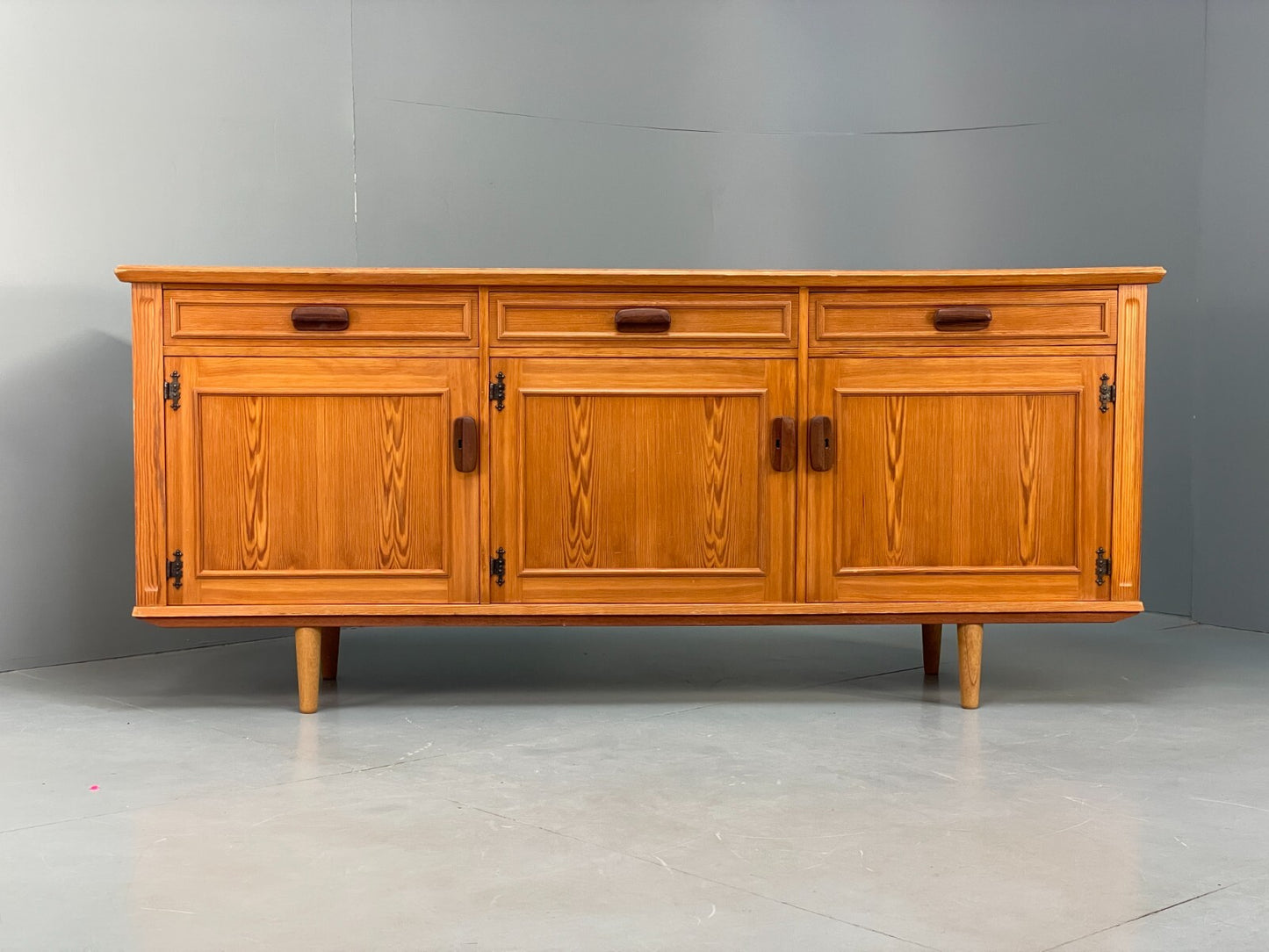 Vintage Pine Sideboard With Teak Handles Retro Unique Design EB9427 MWOO - UKDK FURNITURE