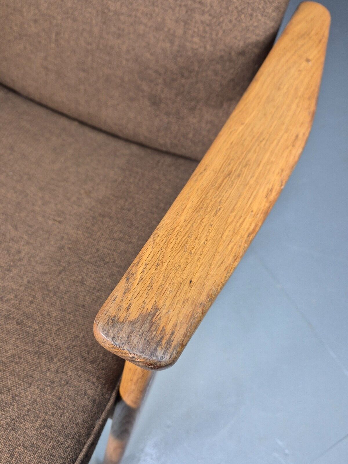 Vintage Danish Elbow Chair Green Wool Oak Frame Hong Stolefabrik MCM EB8485 MDIN - UKDK FURNITURE