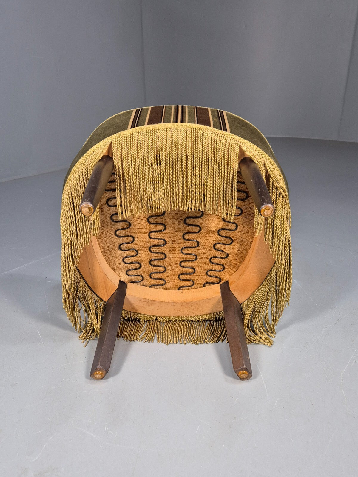 Vintage Danish Cocktail or Bedroom Chair Tassels and Stripes 1950s EB9604 VCLO - UKDK FURNITURE
