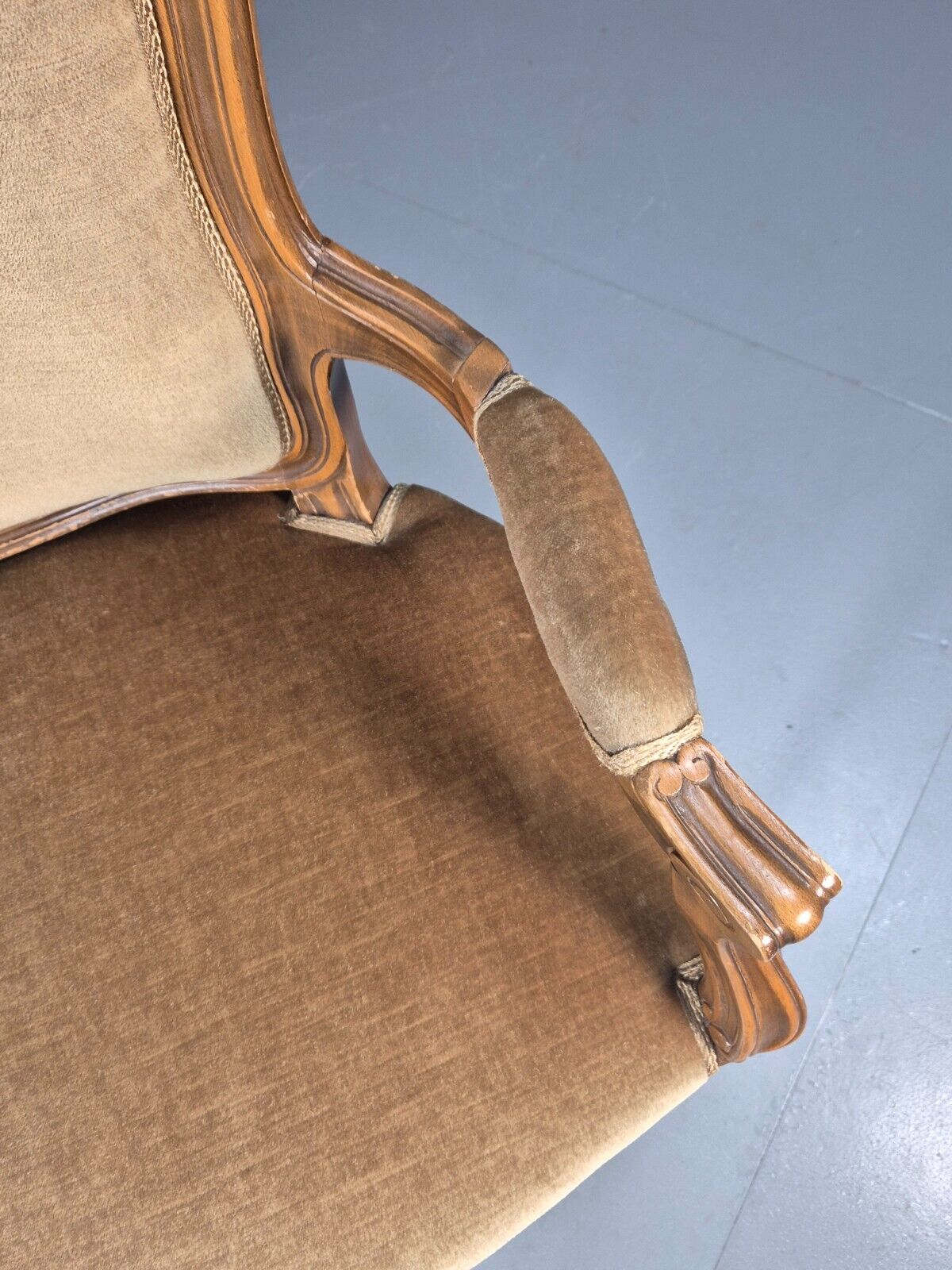 Vintage Danish Lounge Chair Gold Velour Antique French Style EB8993 VCLO - UKDK FURNITURE