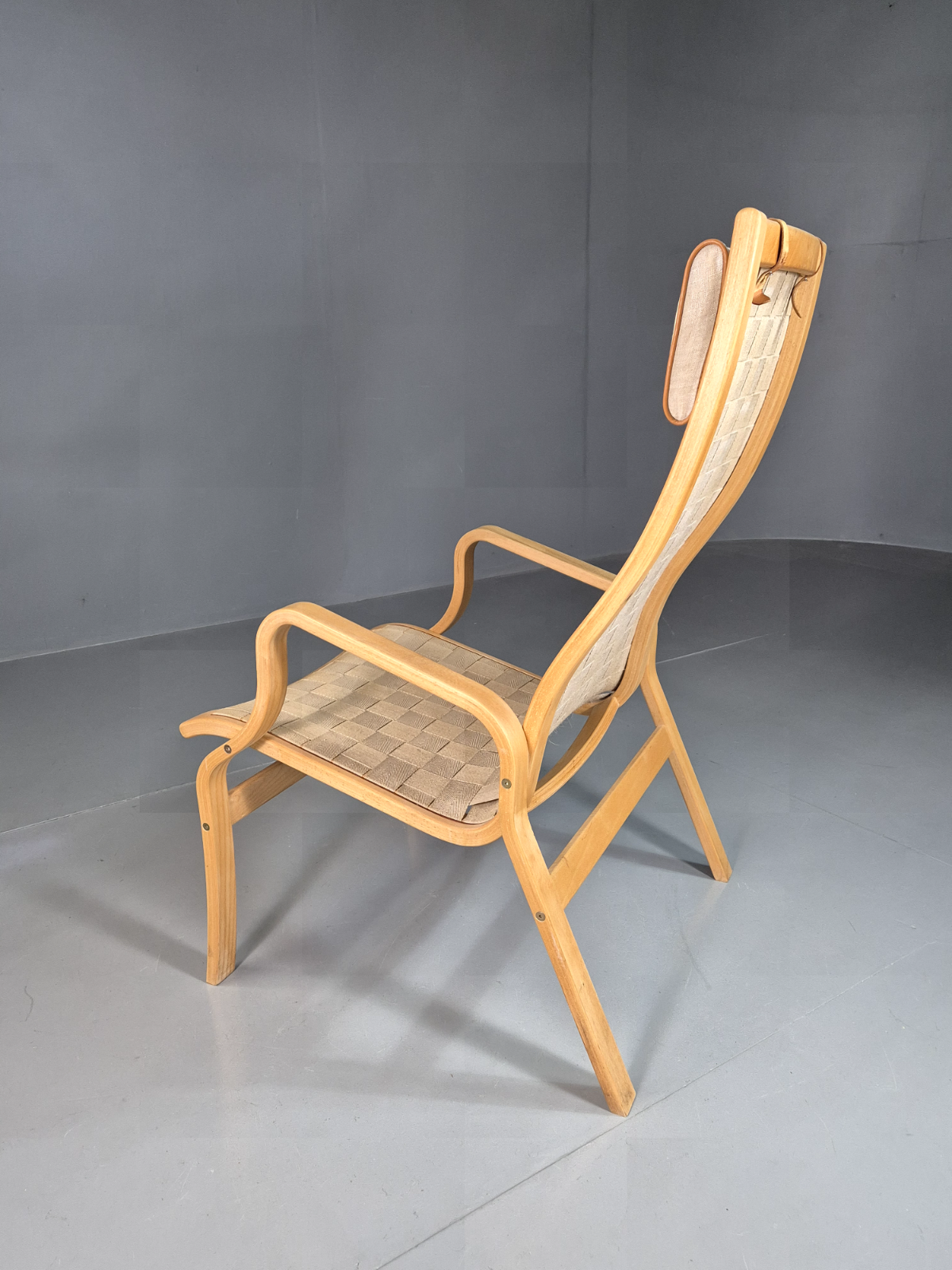Vintage Danish Lounge Chair Canvas Bentwood Ostergaard Retro MCM EB7349 MBEN - UKDK FURNITURE
