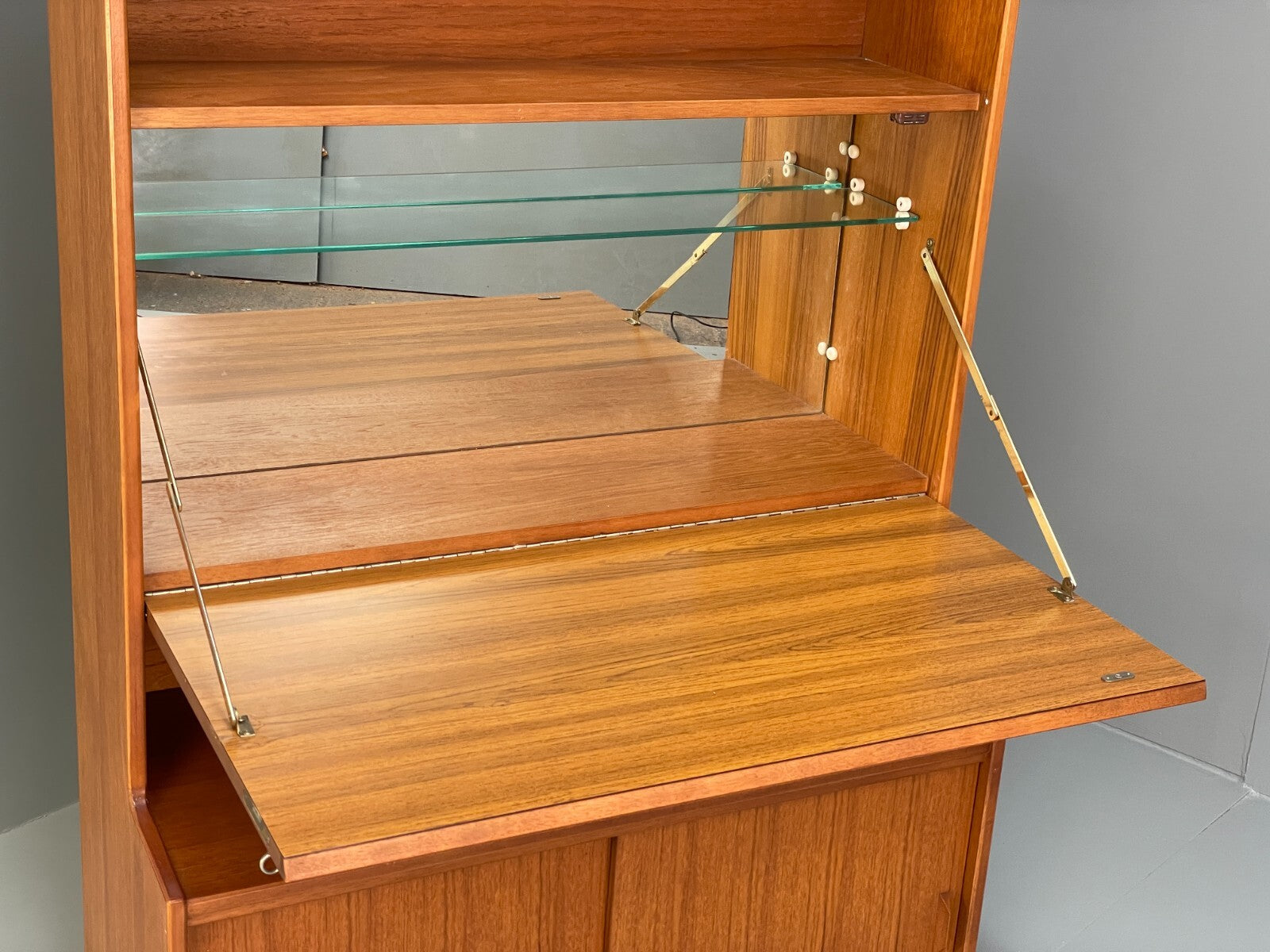 Vintage Teak Wall Unit By Gibbs Furniture 1970s Drinks Cabinet EB9526 MWOO - UKDK FURNITURE