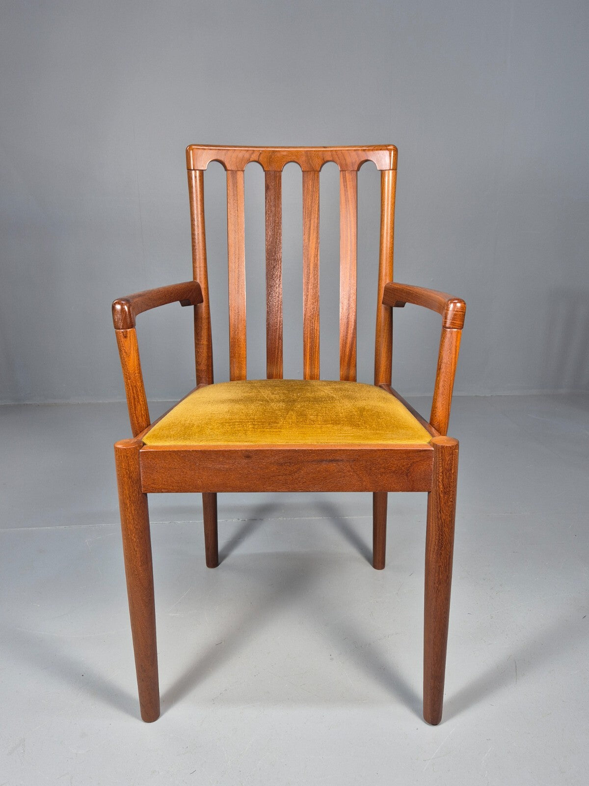 10 Vintage Meredew Teak Dining Chairs Gold Velour Upholstery 1970s EB9411 MDIN - UKDK FURNITURE