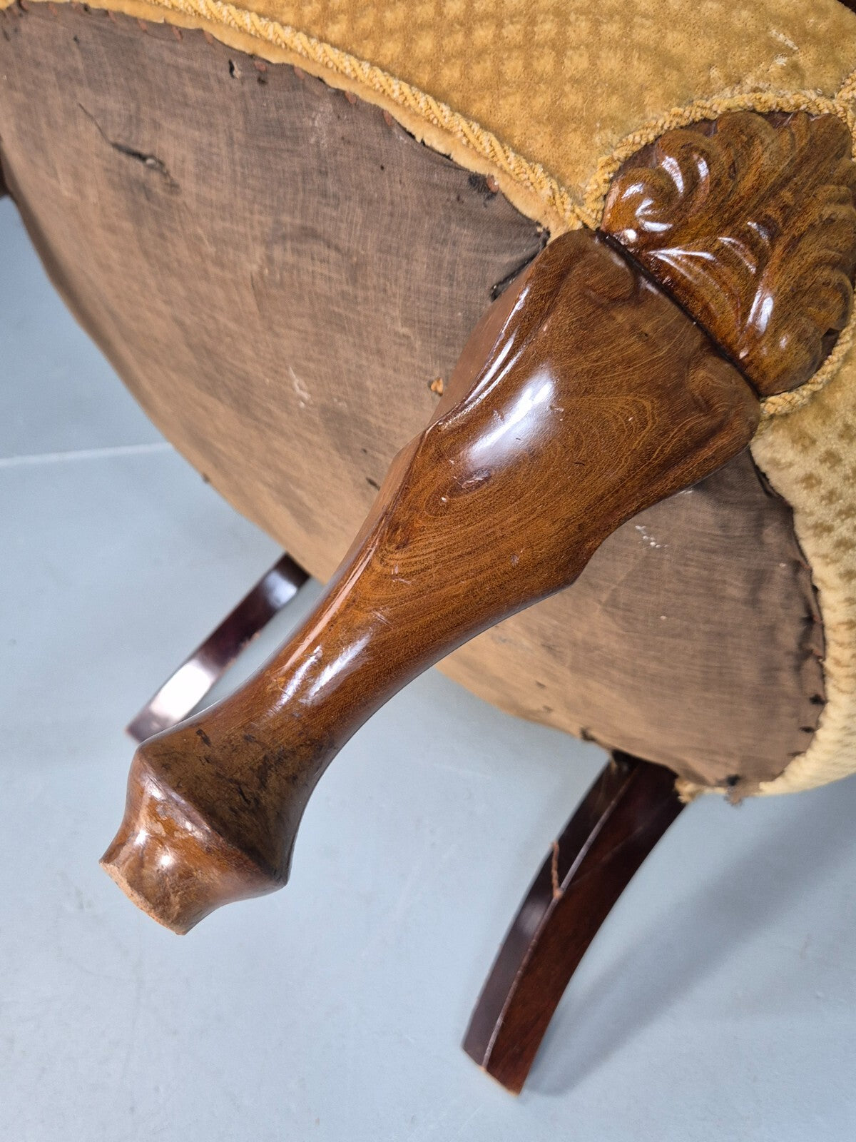 Vintage Danish Art Deco Tub Chair Gold Moquette Upholstery 1920s EB9055 VCLO - UKDK FURNITURE