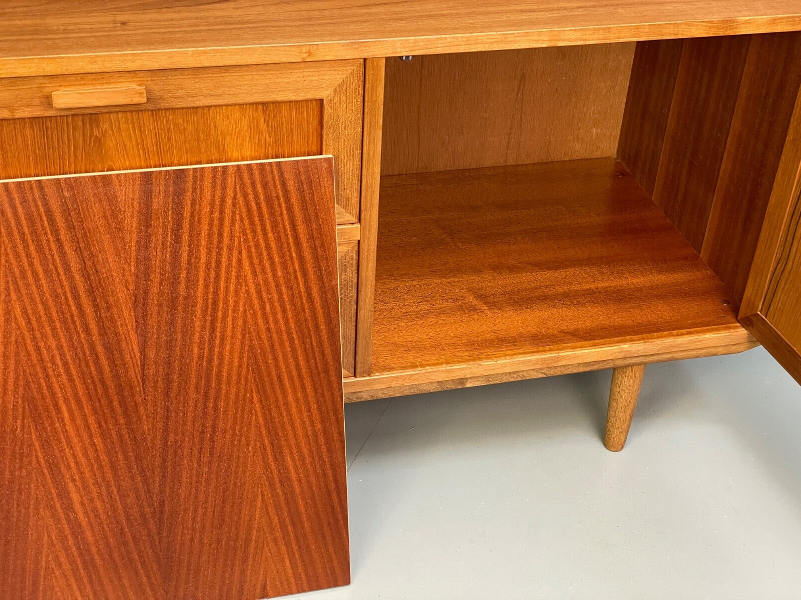 Vintage Danish Teak Sideboard By Omann Jun Drawers Shelving Retro EB9815 MWOO - UKDK FURNITURE