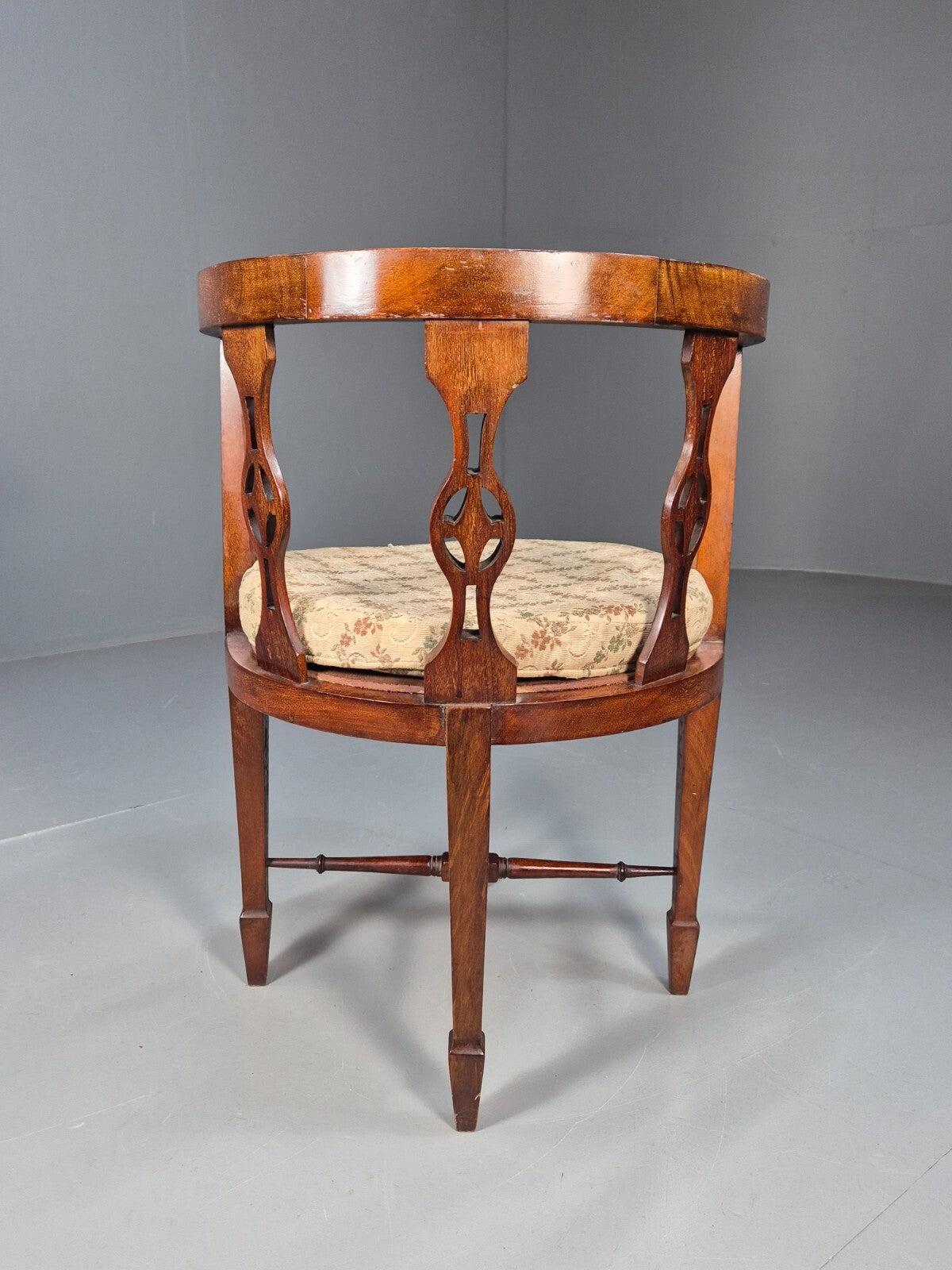 Antique Walnut Tub Chair Edwardian Sheraton Revival 1900s EB9476 VCLO - UKDK FURNITURE