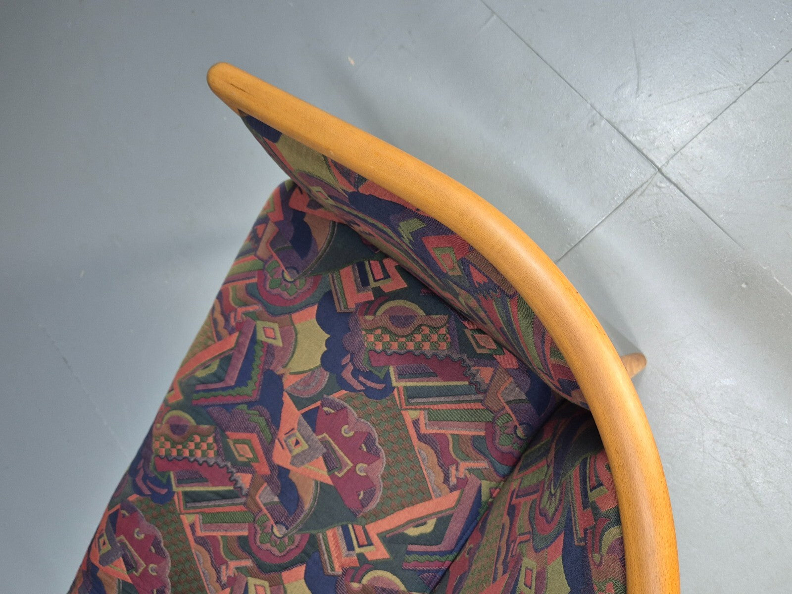 Vintage 2 Seater Sofa Curved Beech Frame Multicoloured 1980s Danish EB9290 M2SS - UKDK FURNITURE