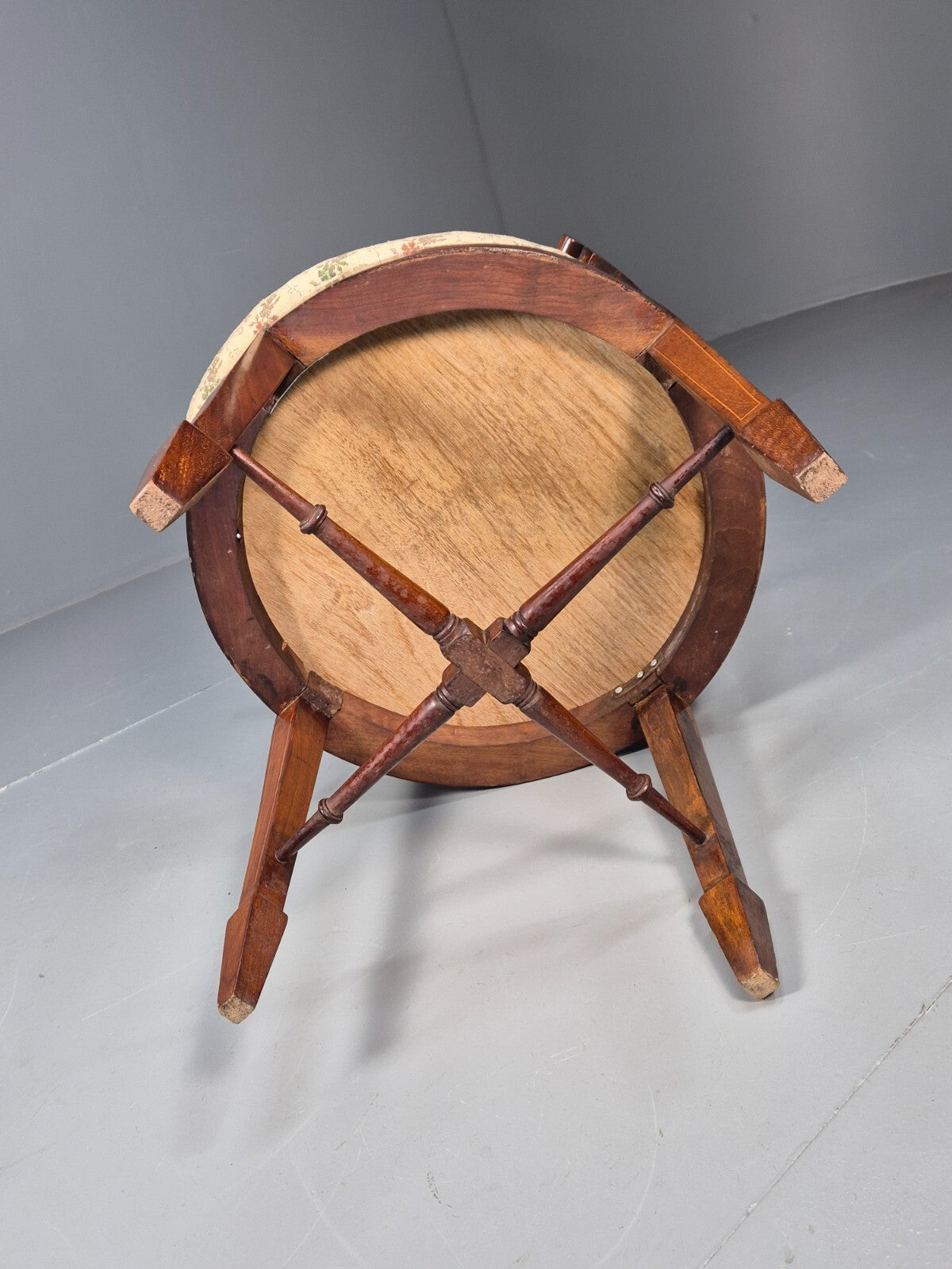 Antique Walnut Tub Chair Edwardian Sheraton Revival 1900s EB9476 VCLO - UKDK FURNITURE