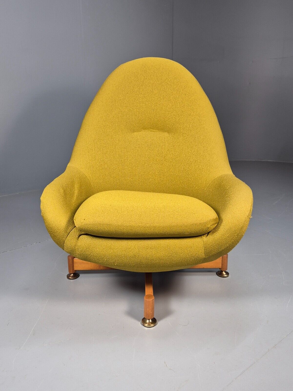 Vintage Greaves Thomas Teardrop Swivel Chair, Yellow Stretch Cover EB9222 MSWI - UKDK FURNITURE
