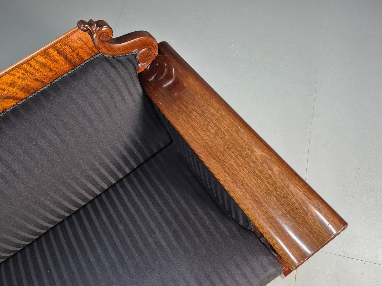 Vintage Scandinavian Biedermeier Mahogany Sofa Charcoal Antique EB9548 V3SS - UKDK FURNITURE