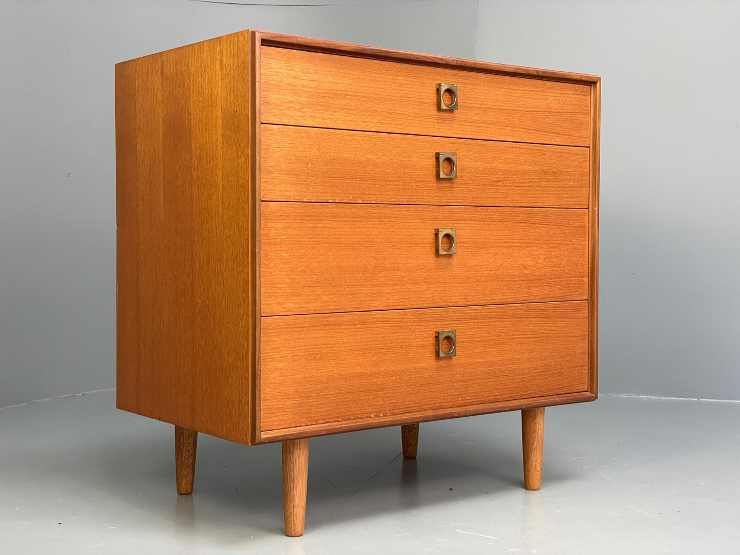G Plan Teak Chest Of Drawers Vintage 1970s Brass Handles Felt Lined EB9762 MWOO - UKDK FURNITURE