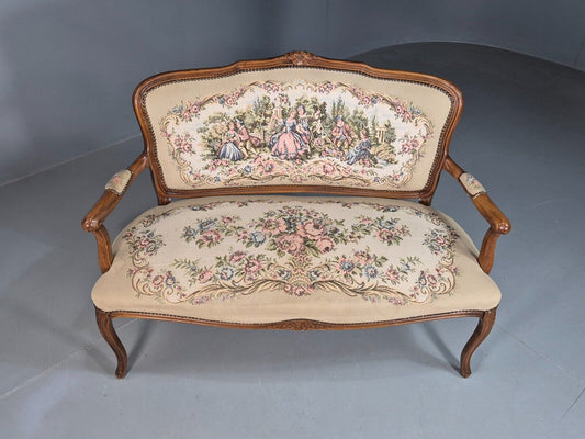 Vintage Danish 2 Seat Open Arm Sofa French Regency Style Embroidery EB8074 V2SS - UKDK FURNITURE