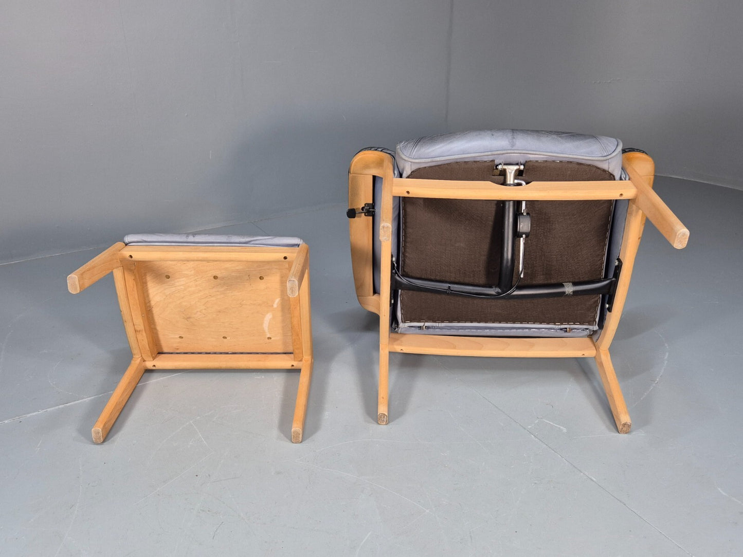 Mogens Hansen Leather Chair and Footstool Vintage Danish Design 1990 EB9270 MNOR - UKDK FURNITURE