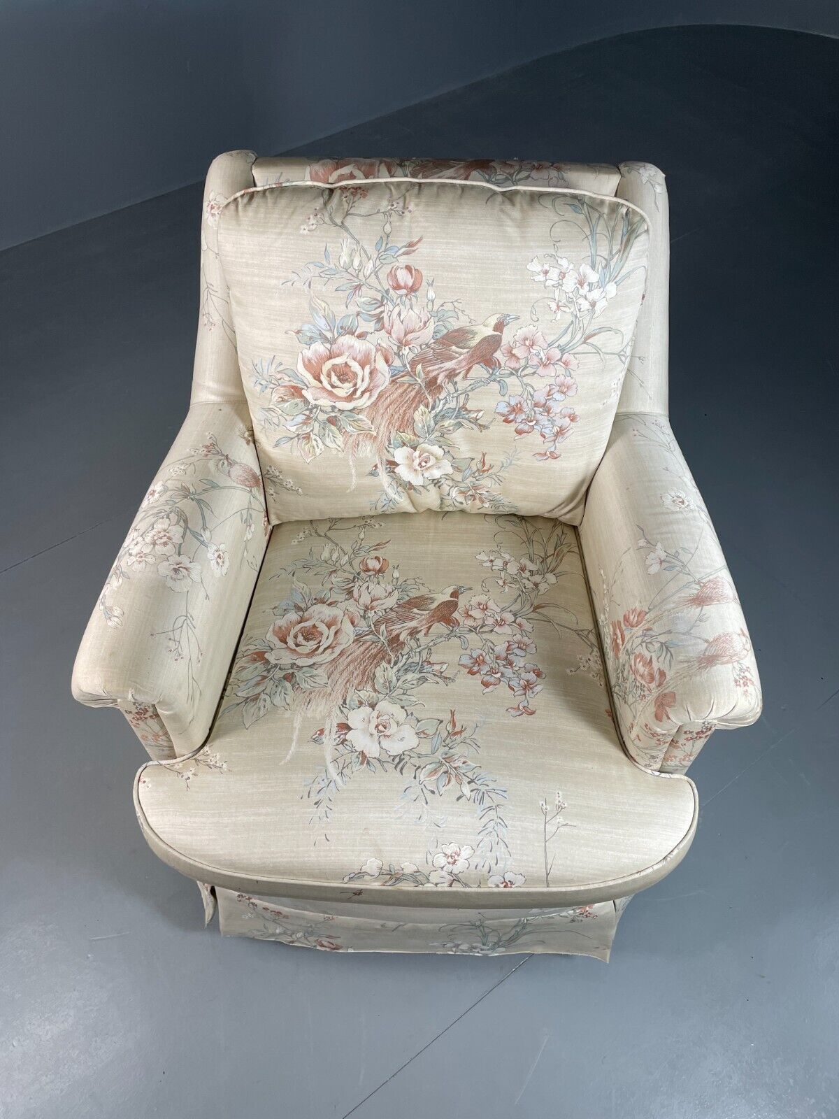 Vintage Danish Lounge Chair Floral Print Cotton 1970s Retro EB6605 VCLO - UKDK FURNITURE
