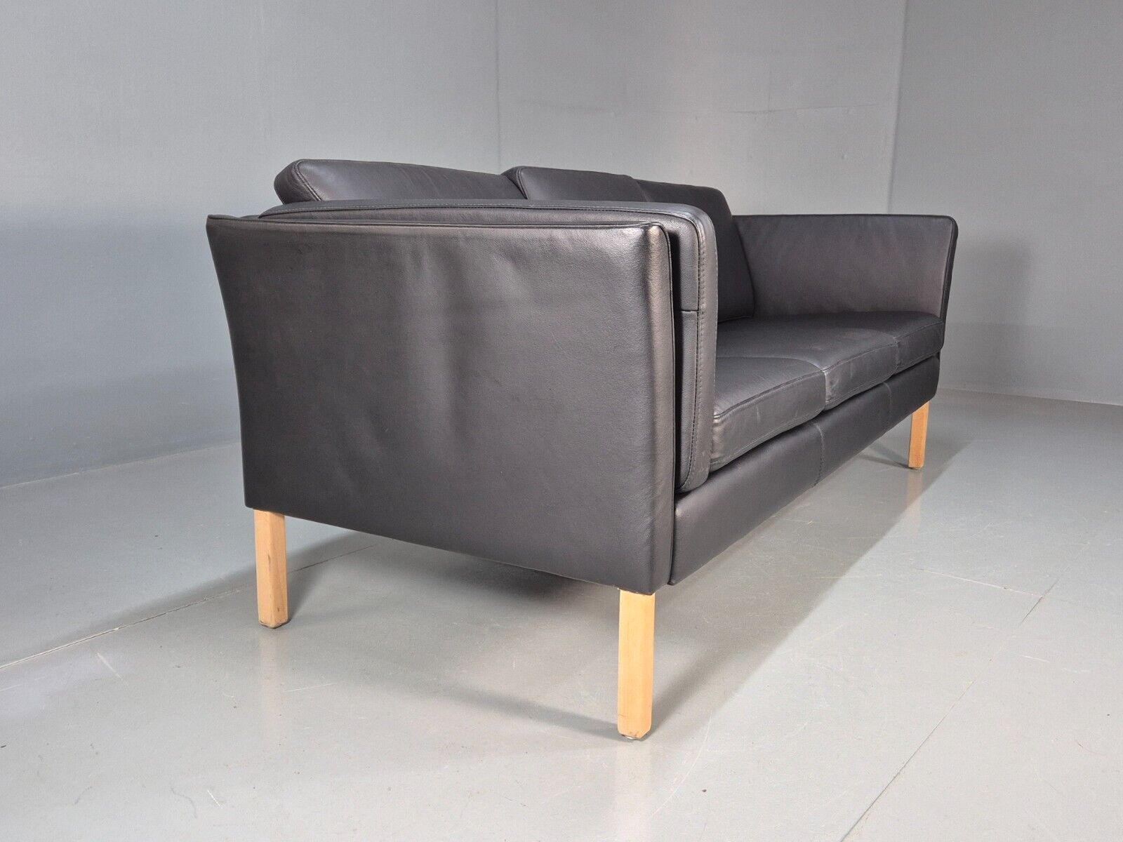 Vintage Danish 3 Seat Sofa Black Leather MId Century Retro 1980s EB8625 M3SS - UKDK FURNITURE