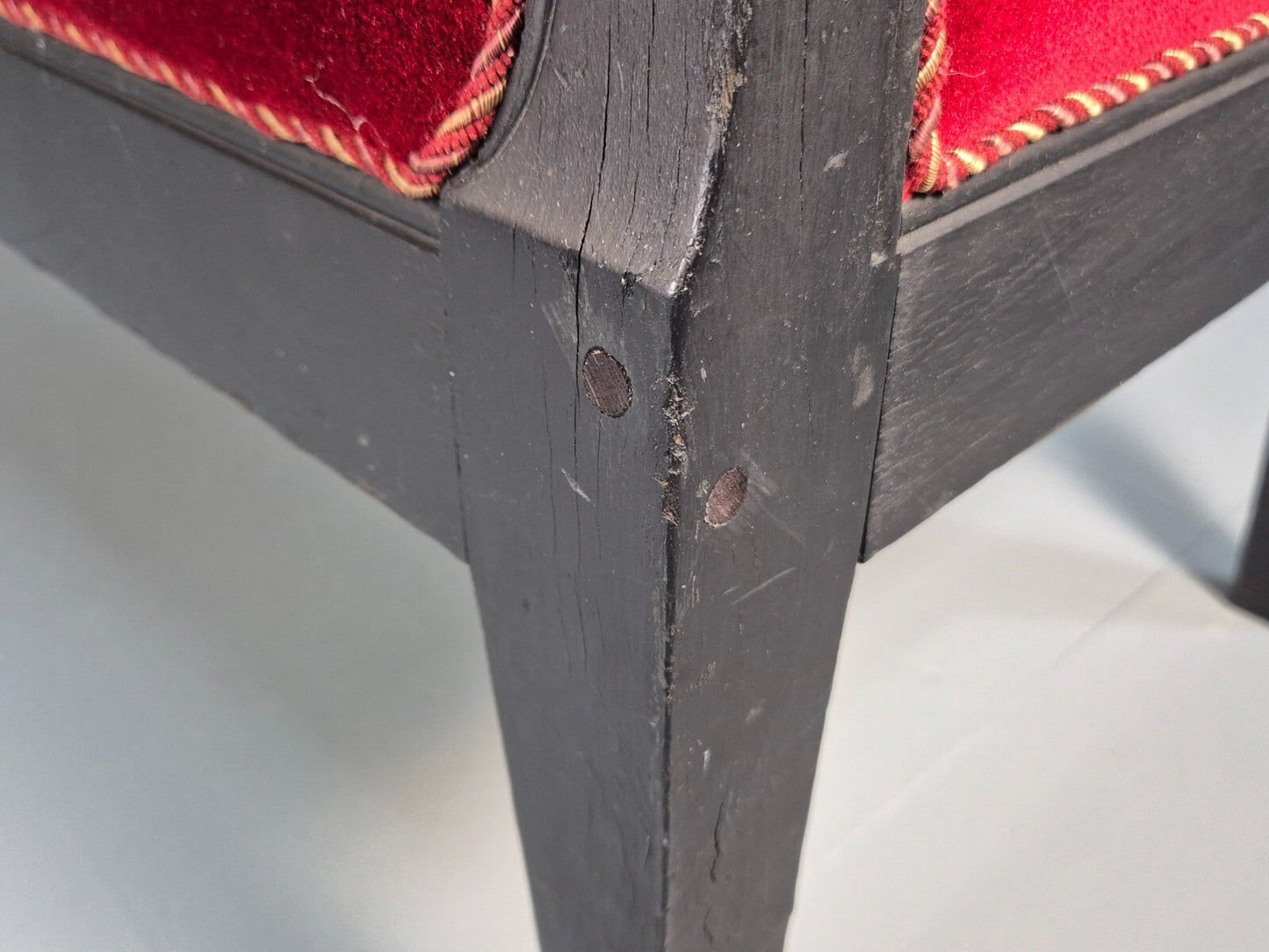 Vintage Danish Empire Style Sofa Red Velour Black Frame 1940s EB9632 V2SS - UKDK FURNITURE
