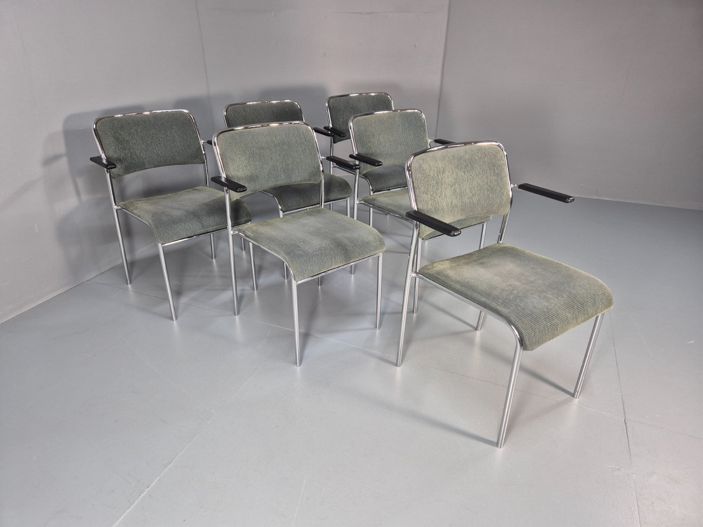6 1980s Retro Stacking Chairs Chrome Frame Swedish Design Retro MCM EB10606 MSTA2