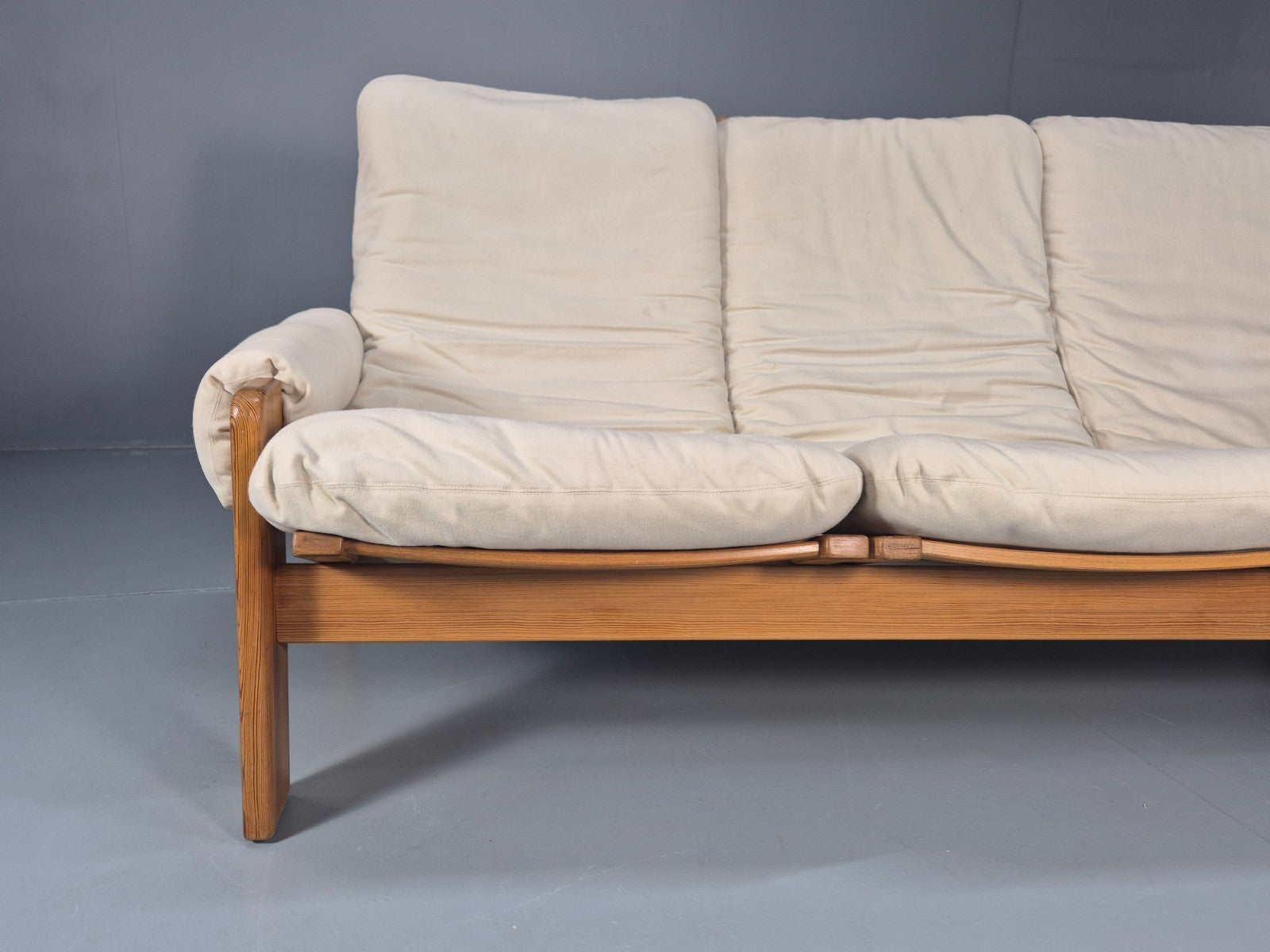 Swedese Pine Three Seater Settee  Canvas Cover Yngve Ekstrom 1970s EB10638 M3SS2