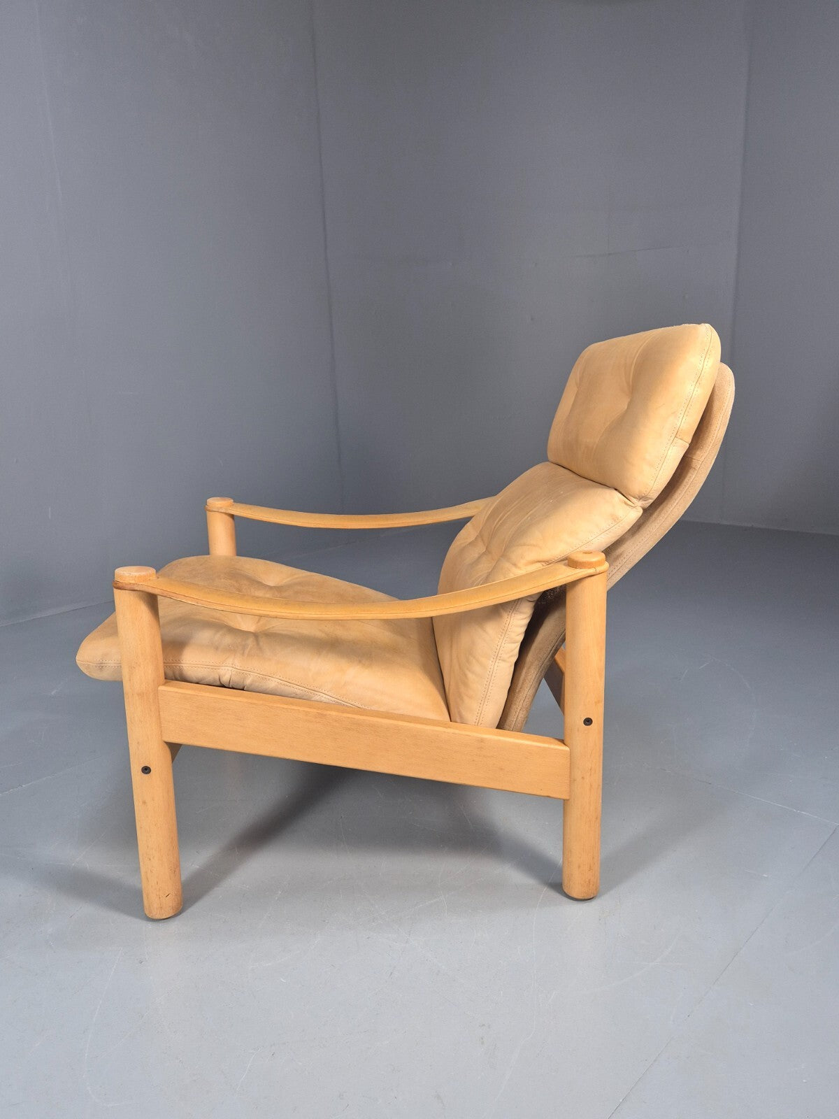 Vintage Nubuck Leather Lounge Chair Ebbe Gehl Danish Mid Century EB9301 MNOR - UKDK FURNITURE