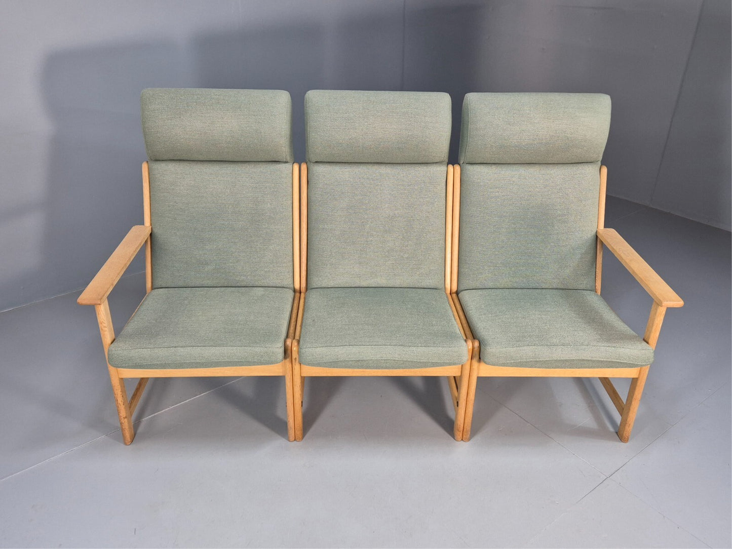 Green Wool and Oak Vintage Danish Sofa 1970s Modern Design Retro EB9263 M3SS - UKDK FURNITURE