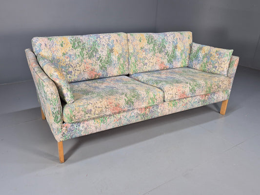 Vintage Two Seater Sofa Danish Mid Century Floral Fabric Beech Legs EB9584 M3SS - UKDK FURNITURE
