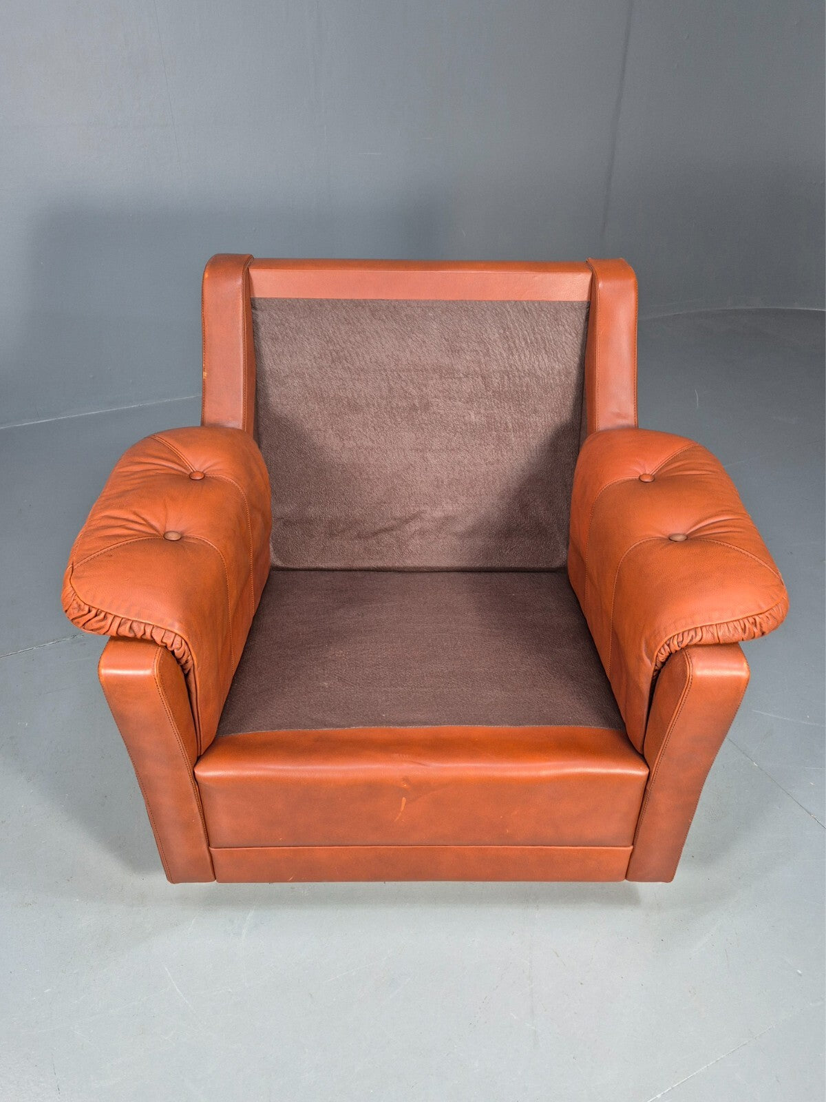 Vintage Danish Lounge Char Tan Leather 1970s Retro MCM EB8478 MNOR - UKDK FURNITURE
