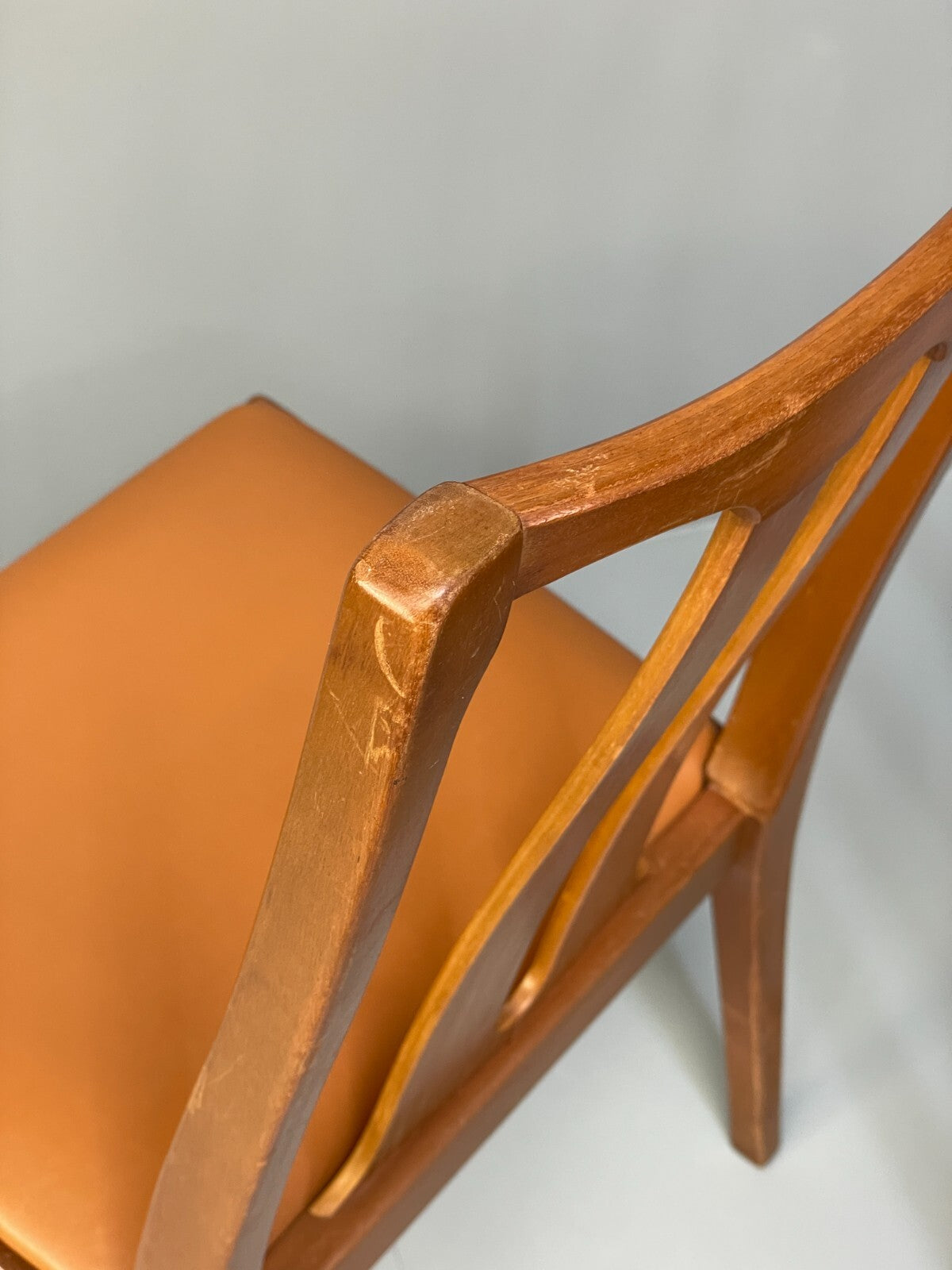 Vintage Nathan Tan Dining Chairs Set Of 4 Vinyl Mahogany 1970s EB9727 MDIN - UKDK FURNITURE