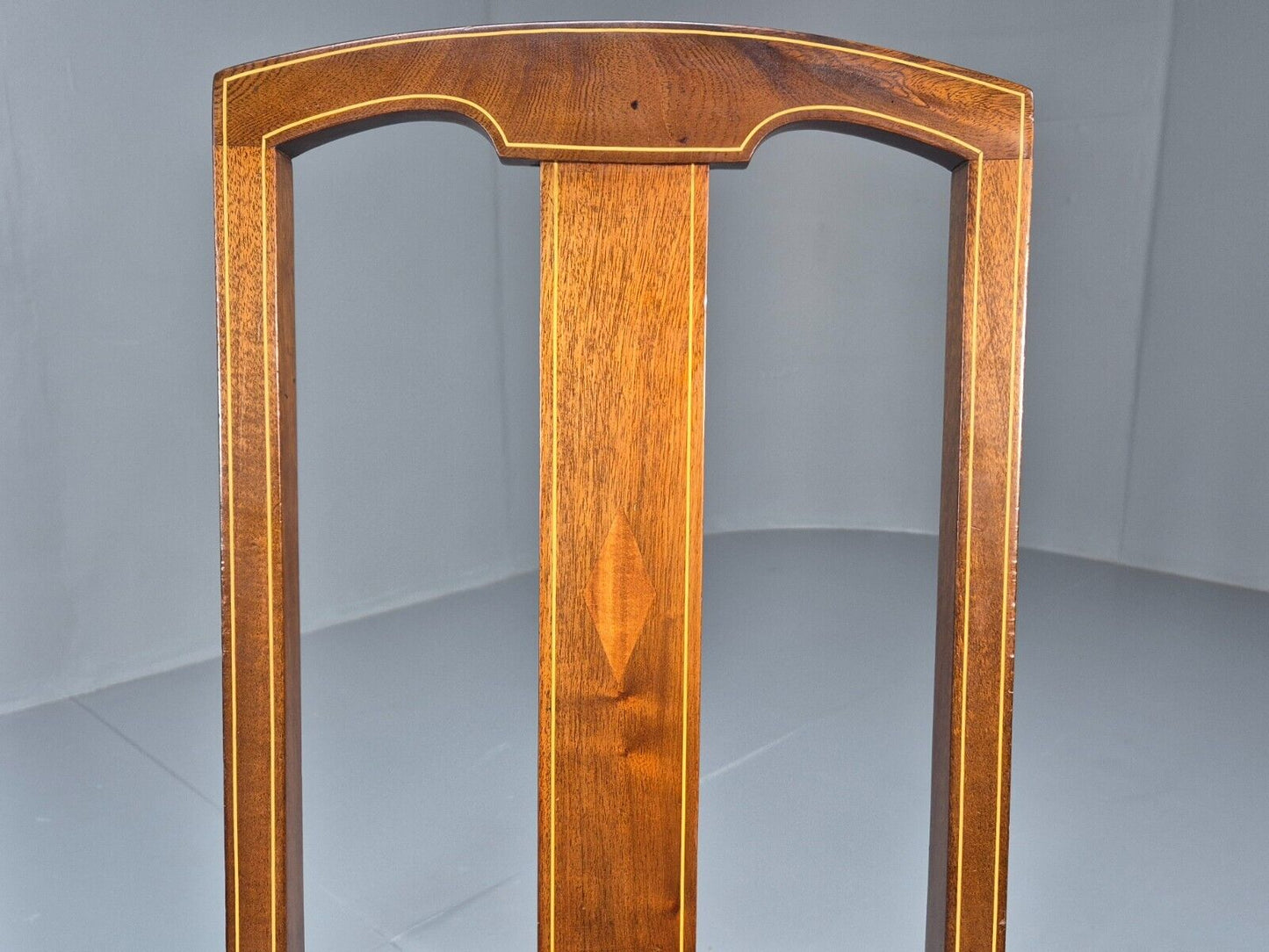 2 Vintage Dining Chairs Stripe Upholstery Boxwood Inlay 1920s EB8852 VDIN - UKDK FURNITURE