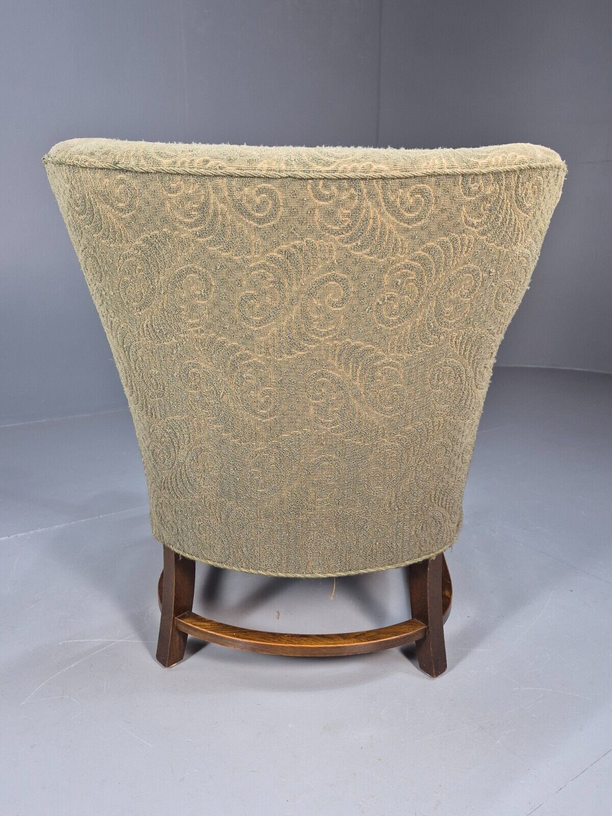 Vintage Danish Lounge Chair Green Moquette Carved Oak Frame 1940s EB8981 VCLO - UKDK FURNITURE