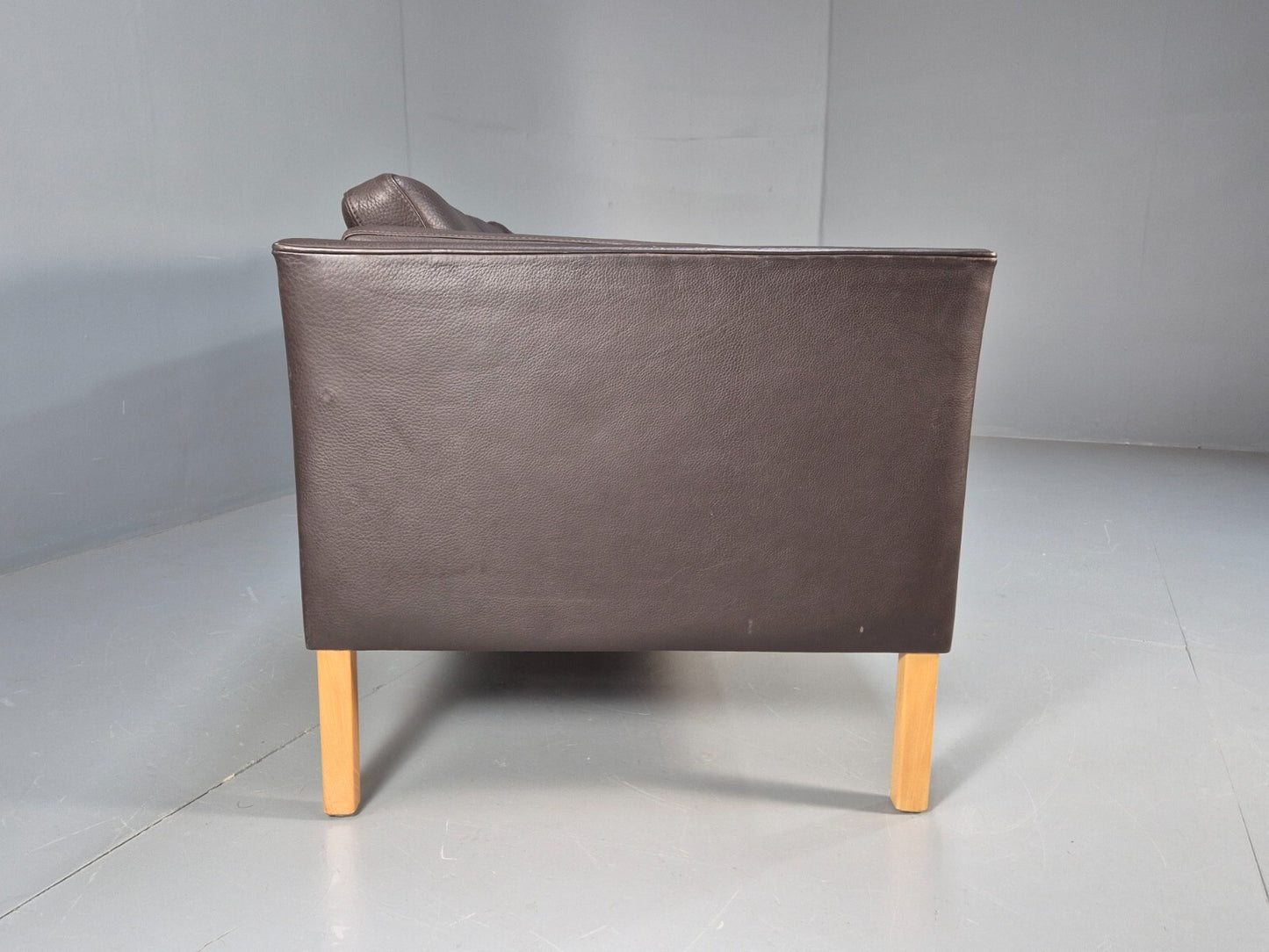 Vintage Danish 3 Seat Black leather Sofa 1980s Retro MCM EB9072 M3SS - UKDK FURNITURE