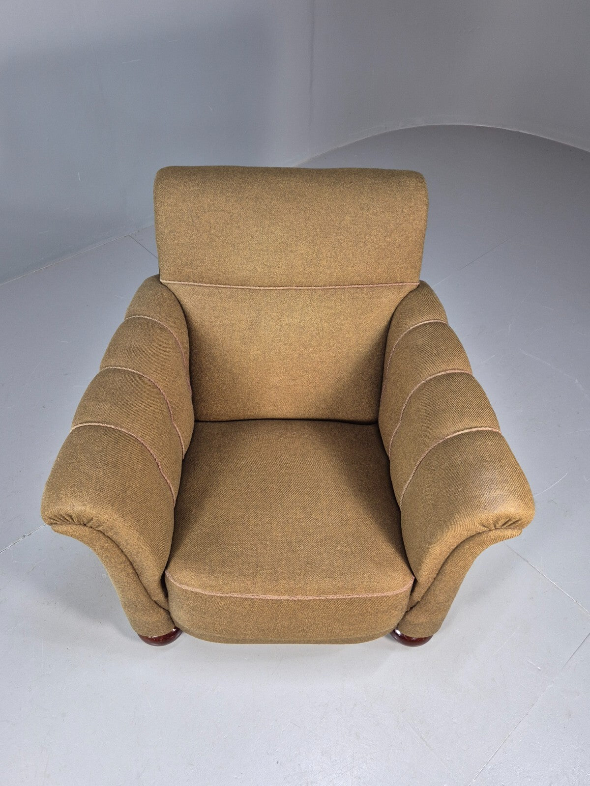 Vintage Danish Lounge Chair Green Wool Upholstery Bun Feet 1920s EB9006 VCLO - UKDK FURNITURE