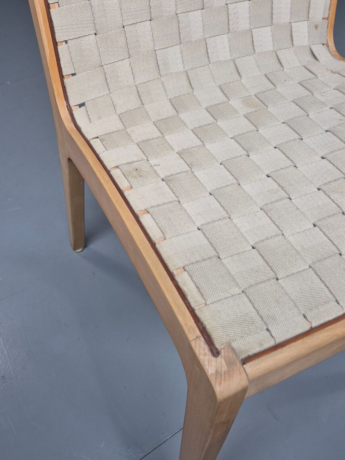 Vintage Danish Dining Chair Cream Canvas Finn Ostergaard Retro MCM EB8282 MDIN - UKDK FURNITURE