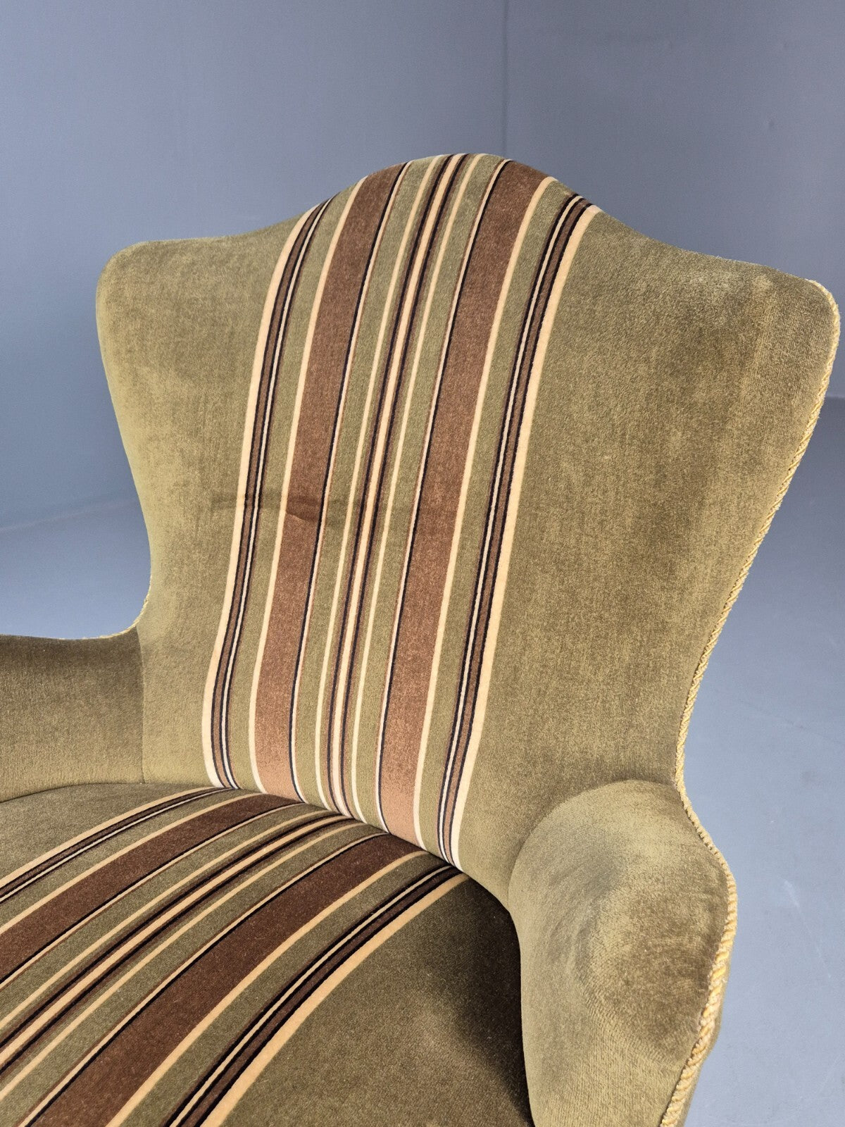 Vintage Danish Cocktail or Bedroom Chair Tassels and Stripes 1950s EB9604 VCLO - UKDK FURNITURE